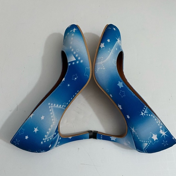 Unique High Heels Canvas Stars print Blue Women’s shoes - Picture 4 of 10